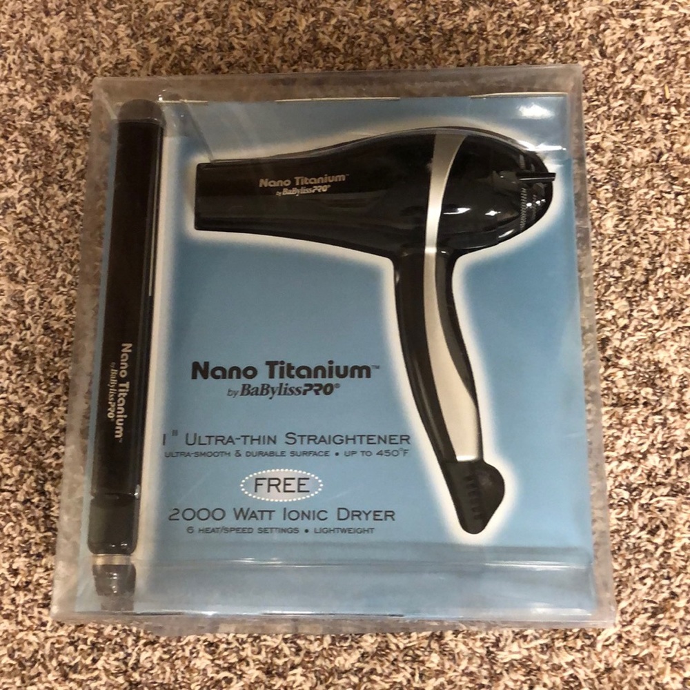 BaByliss Hair Dryer + 1” Flat Iron Combo